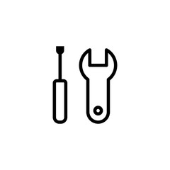 thin line setup icon on white background