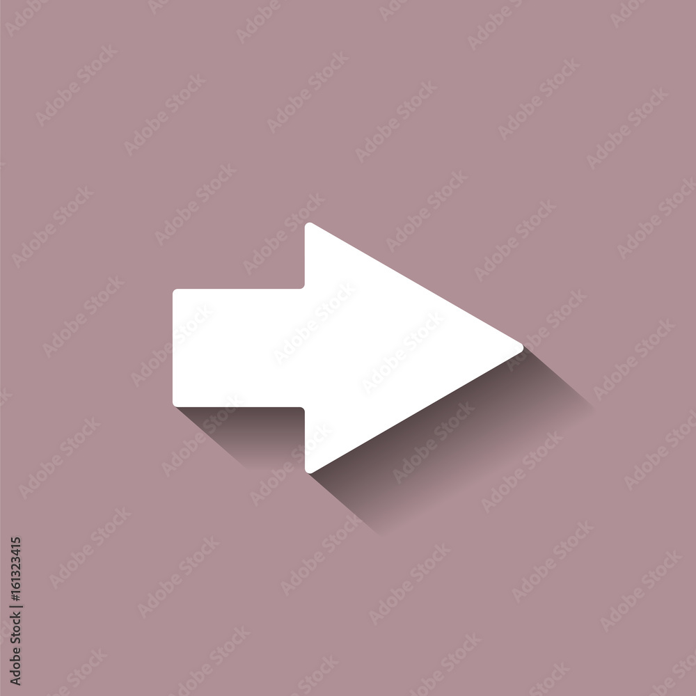 Poster vector arrow icon pointing to the right with shadow