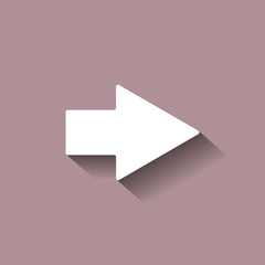 Vector arrow icon pointing to the right with shadow