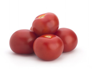 Red tomatoes isolated on white background