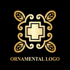 Luxury ornamental logotype. Vintage logo with golden gradient.