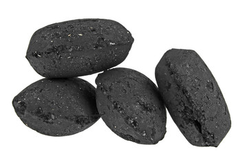 Pile of charcoal on a white background