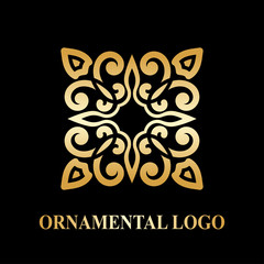 Luxury ornamental logotype. Vintage logo with golden gradient.