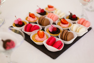 French macaroni on a plate - macarons, shoot made with a small depth of field