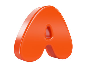 Letter A on white background. 3d render illustration.
