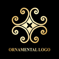 Luxury ornamental logotype. Vintage logo with golden gradient.