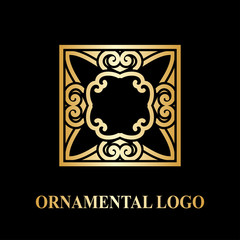 Luxury ornamental logotype. Vintage logo with golden gradient.