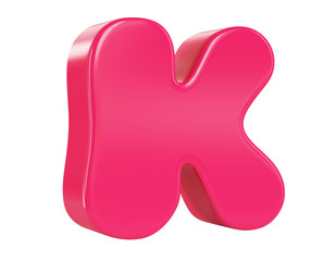 Letter K on white background. 3d render illustration