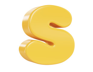 Letter S on white background. 3d render illustration.