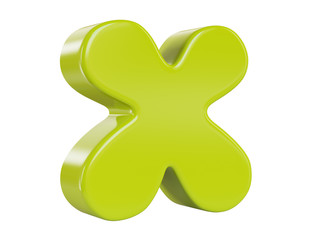 Letter X on white background. 3d render illustration.