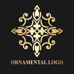 Luxury ornamental logotype. Vintage logo with golden gradient.