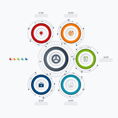 Infographics template 5 options with circle