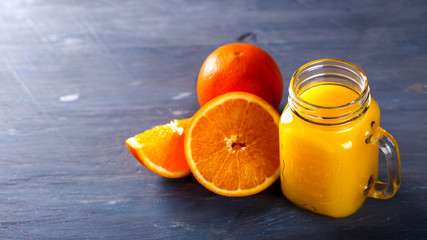 Juice Fresh Orange.Healthy Beverage.Food or Healthy diet concept.Copy space for Text. selective focus