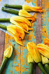 Edible courgette flowers isolated 