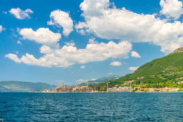 On the coast of the Boka-Kotorsky Bay is the construction of luxury hotels.