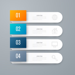 Business infographics template 4 steps with square