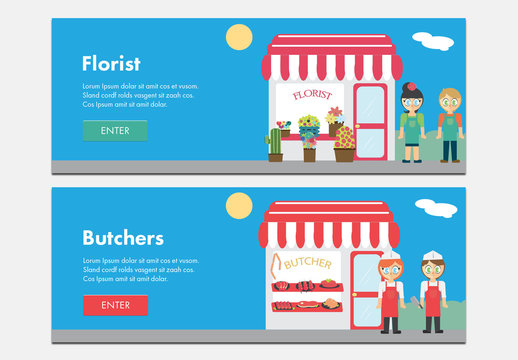 2 Illustrated Storefront Web Banners