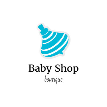 Vector logo template for baby store or boutique. Illustration of toy of a whirligig. Can be used for print on clothes for boys and girls, decoration, design banners, web. EPS10.