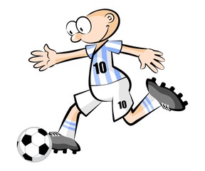 Argentinian Cartoon Soccer player isolated over white
