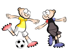 Cartoons Soccer players isolated over white