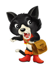 Cartoon cat - isolated - standing and talking to someone or explaining - illustration for children