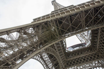 Fototapeta na wymiar Eiffel Tower looking up-third view