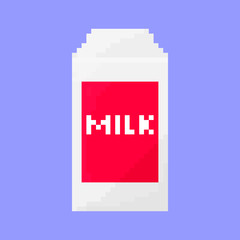 Pixelated packet of milk for mobile games and applications