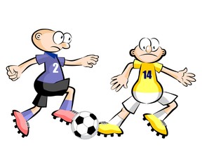 Cartoons Soccer players isolated over white