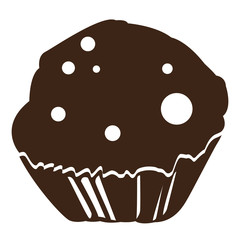 Isolated silhouette of a muffin, Vector illustration