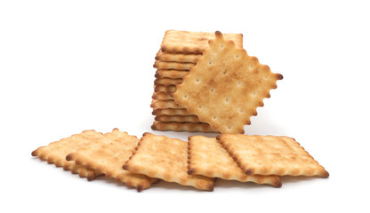 Crackers on a white background