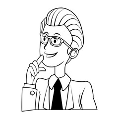 portrait male business man cartoon work people vector illustration