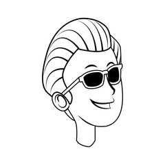 cartoon portrait head man male character vector illustration