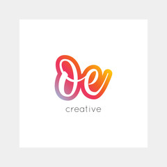 OE logo, vector. Useful as branding, app icon, alphabet combination, clip-art.