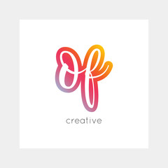 OF logo, vector. Useful as branding, app icon, alphabet combination, clip-art.