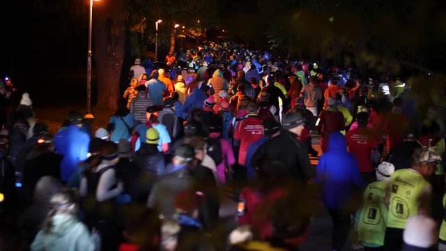 Runners shortly after the start at the night run.