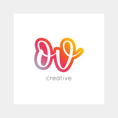OV logo, vector. Useful as branding, app icon, alphabet combination, clip-art.