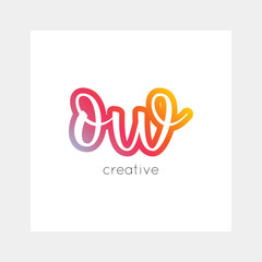 OW logo, vector. Useful as branding, app icon, alphabet combination, clip-art.