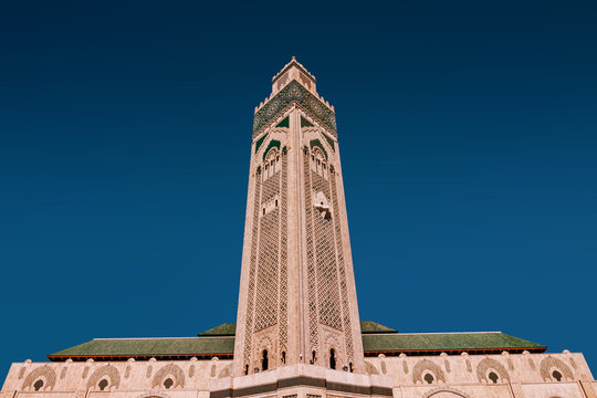 low angle view of hassan ii mosque against sky