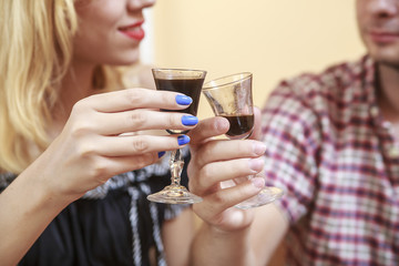 Young couple toasting