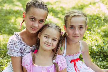 Three girls outdoors