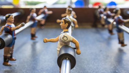 Fototapeta premium Football toy players Barcelona Real Madrid