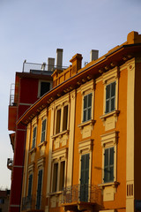 Typical mediterranean facade in the morning