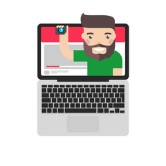 Video blogger vector illustration. 