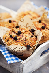 Fresh homemade delicious blueberry muffins
