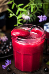 Homemade black currant curd (jam)