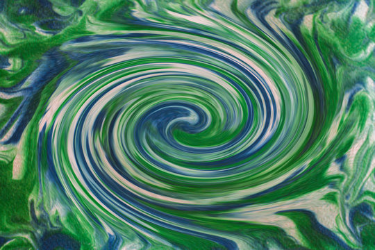 Abstract Green, Blue and White Twisted Swirled Design