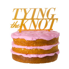 Tying the knot Cake sign isolated on white background