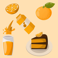 Ripe orange products fruits citrus slices sweet food realistic organic vector illustration.