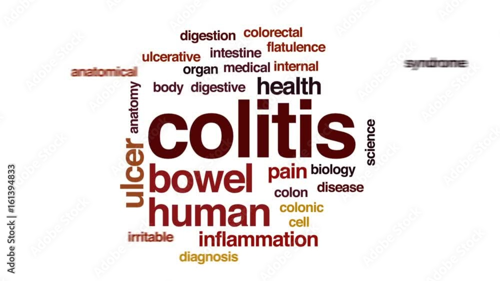 Poster colitis crisis animated word cloud, text design animation.