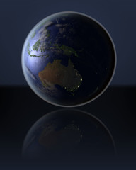 Australia  on dark globe